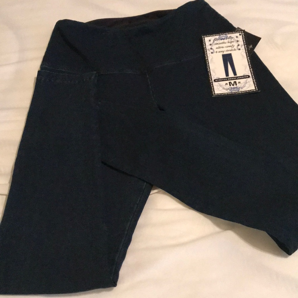 Dark denim soft material leggings